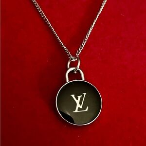 LV Skittle upcycled onto a Layne Brant high quality silver chain.